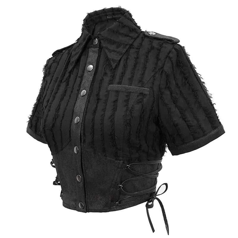 Death's Doorway Button Up Crop Top by Devil Fashion