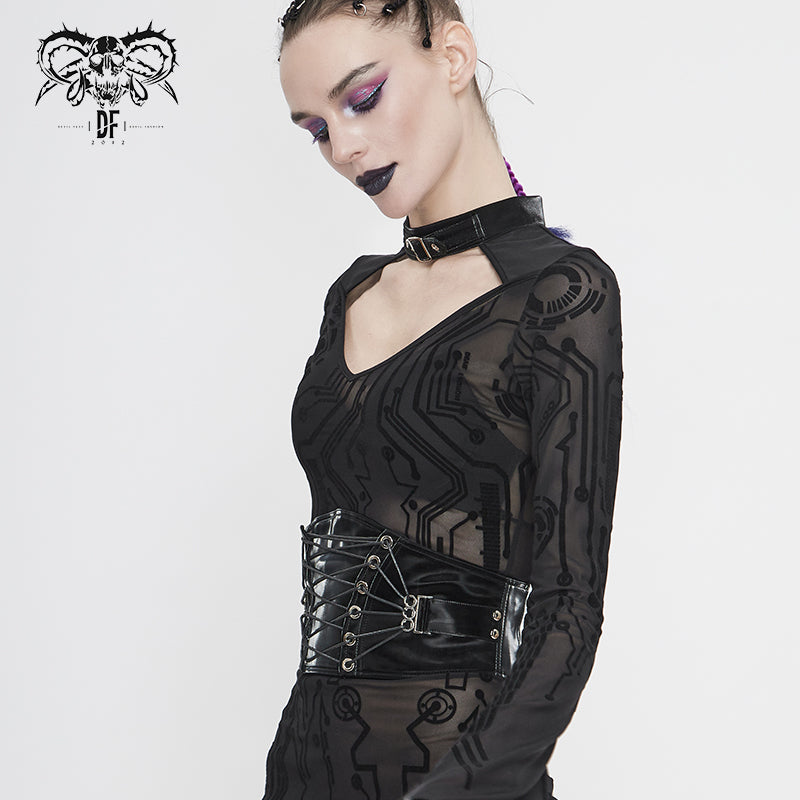 Gothic Harmony Faux Leather Corset Belt by Devil Fashion