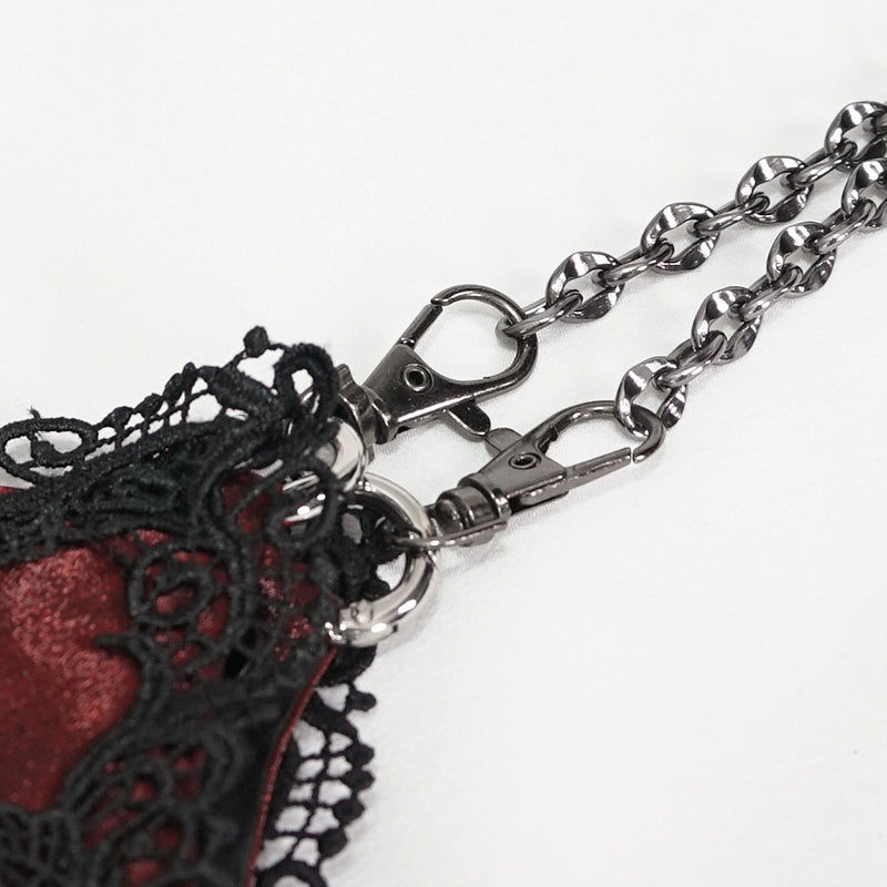 Love & Demise Beaded Chain Strap Red Gothic Bag by Devil Fashion