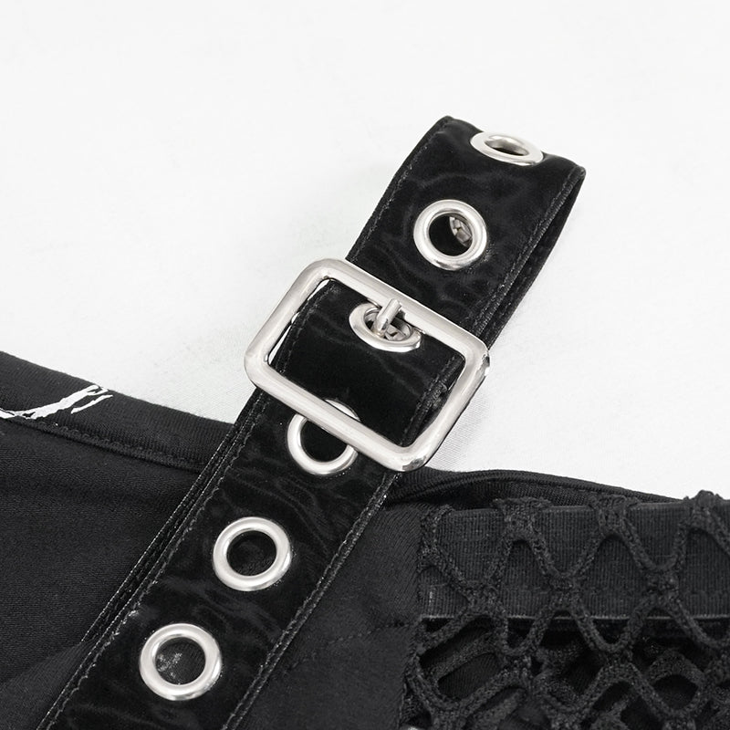 Graveyard Bones Fishnet Sleeve Dress by Devil Fashion