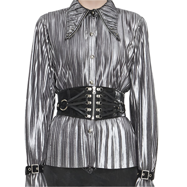 Zoe Zip Up Faux Leather Corset Belt by Devil Fashion