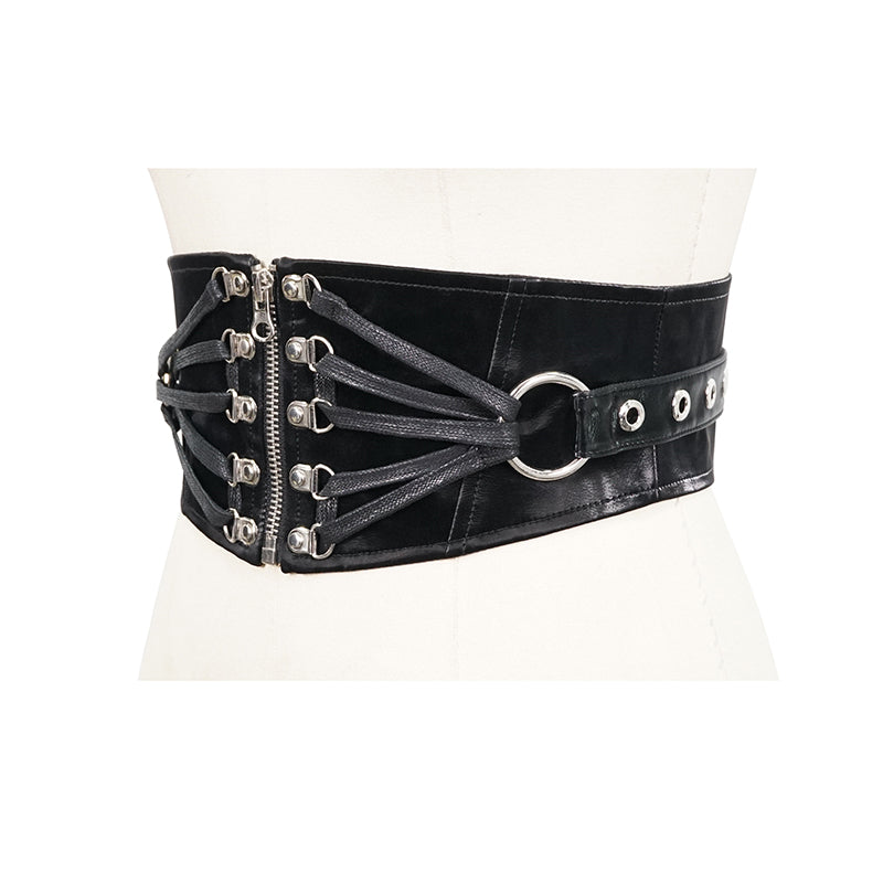 Zoe Zip Up Faux Leather Corset Belt by Devil Fashion