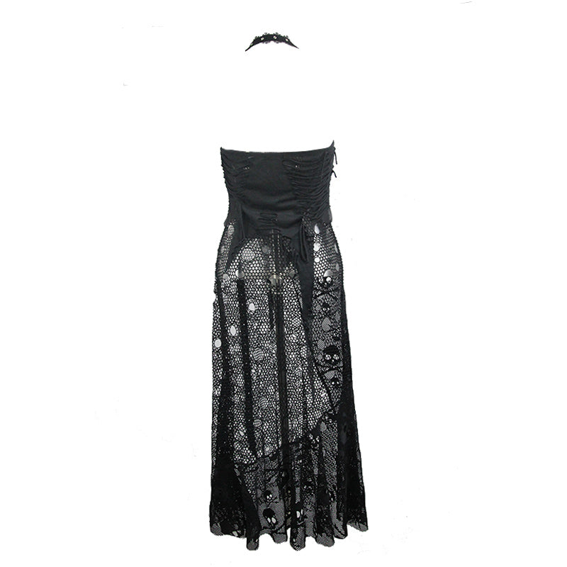 Zephyr Skull & Bones Mesh Net Dress by Devil Fashion