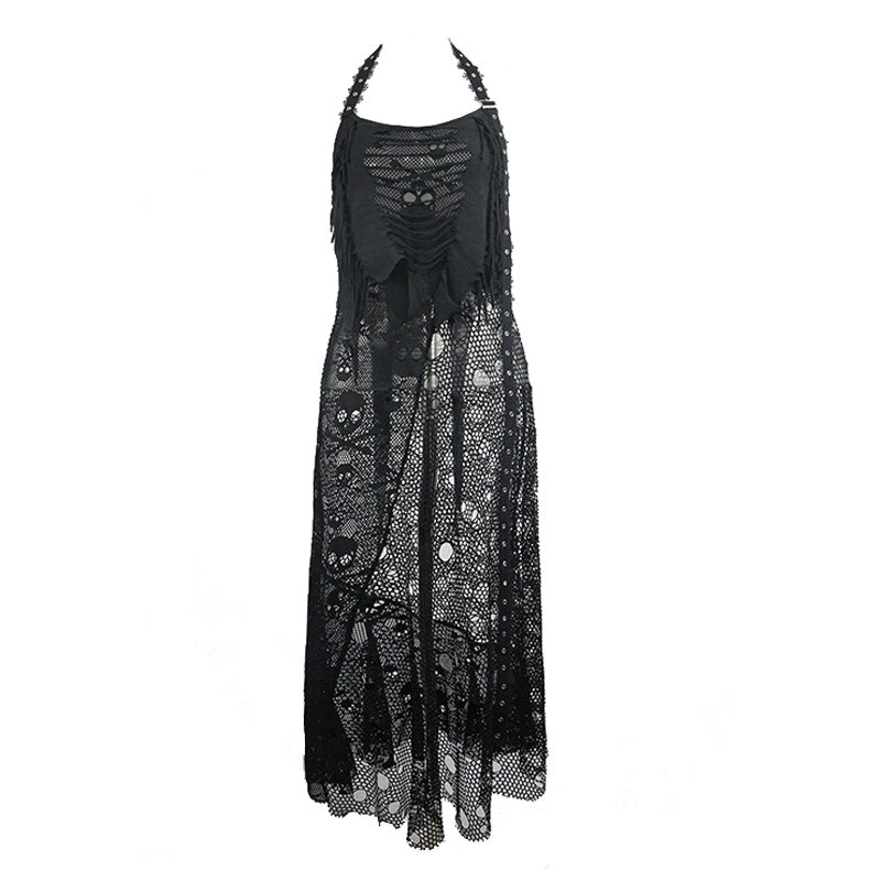 Zephyr Skull & Bones Mesh Net Dress by Devil Fashion