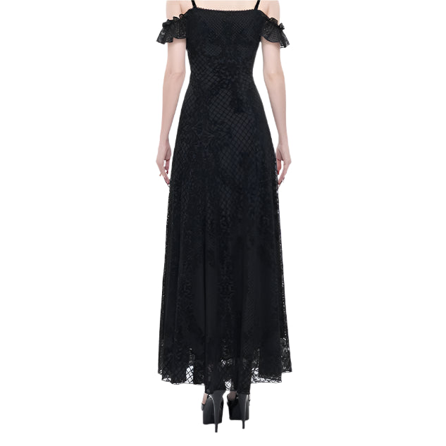 Funeral Bed of Dark Roses Off-the-shoulder Dress by Eva Lady