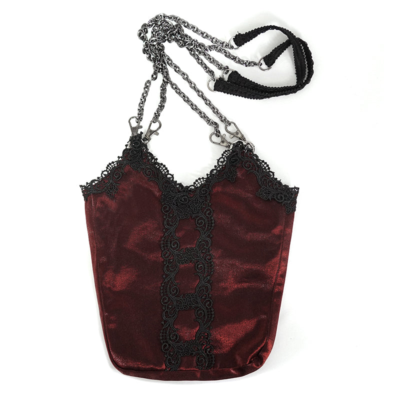 Love & Demise Beaded Chain Strap Red Gothic Bag by Devil Fashion