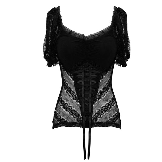 Alucard Corset Lace Up Style Puff Sleeve Top by Devil Fashion