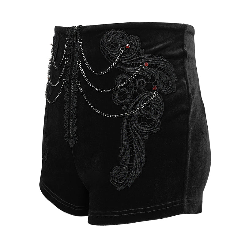 Vesper Black Velvet Shorts by Devil Fashion