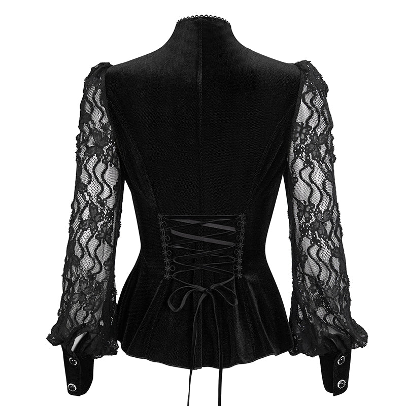 Penelope Lace Black Velvet Top by Eva Lady
