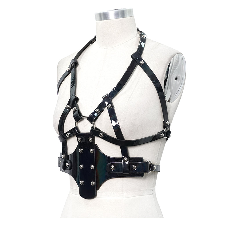 No Romance Patent Leather Harness by Devil Fashion