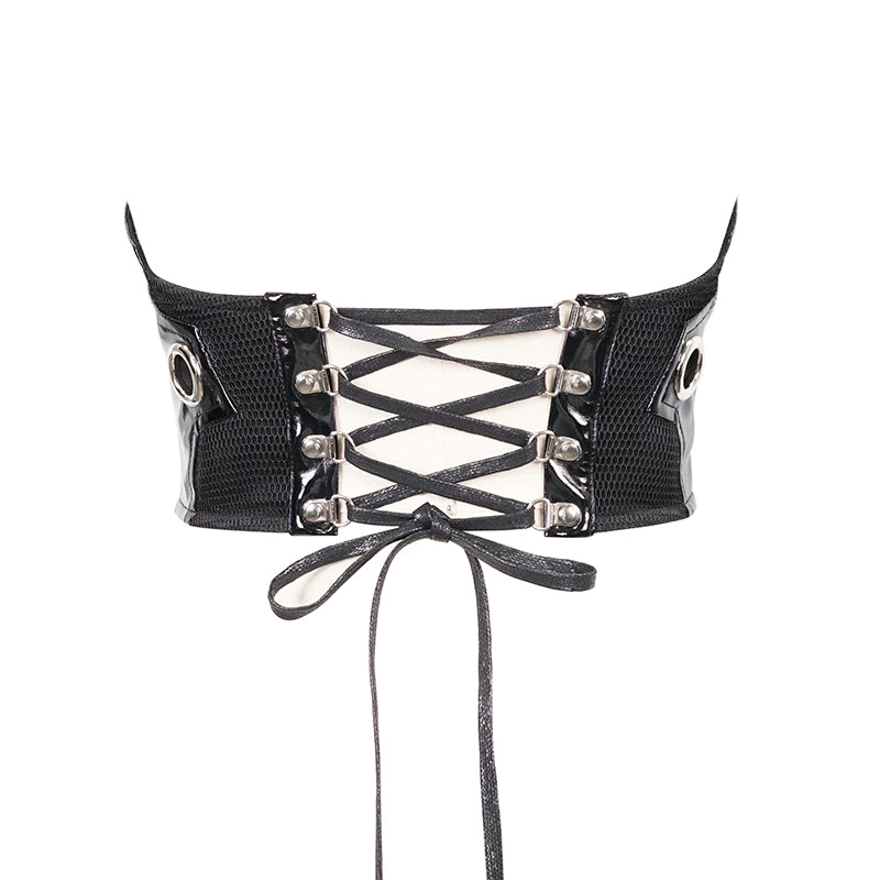 Void Faux Leather Corset Belt by Devil Fashion