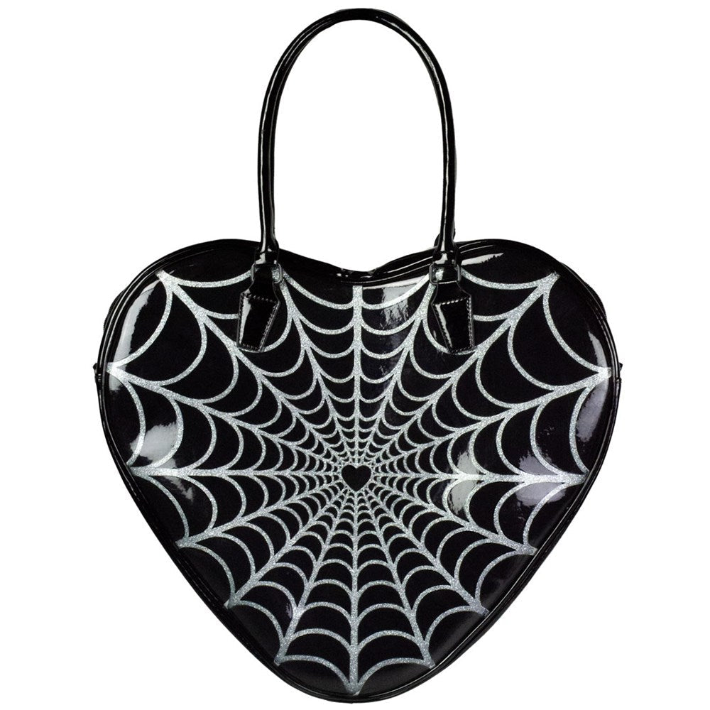 Spiderweb Sparkle Heart Bag by Kreepsville 666