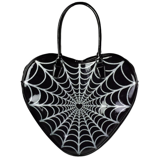 Spiderweb Sparkle Heart Bag by Kreepsville 666