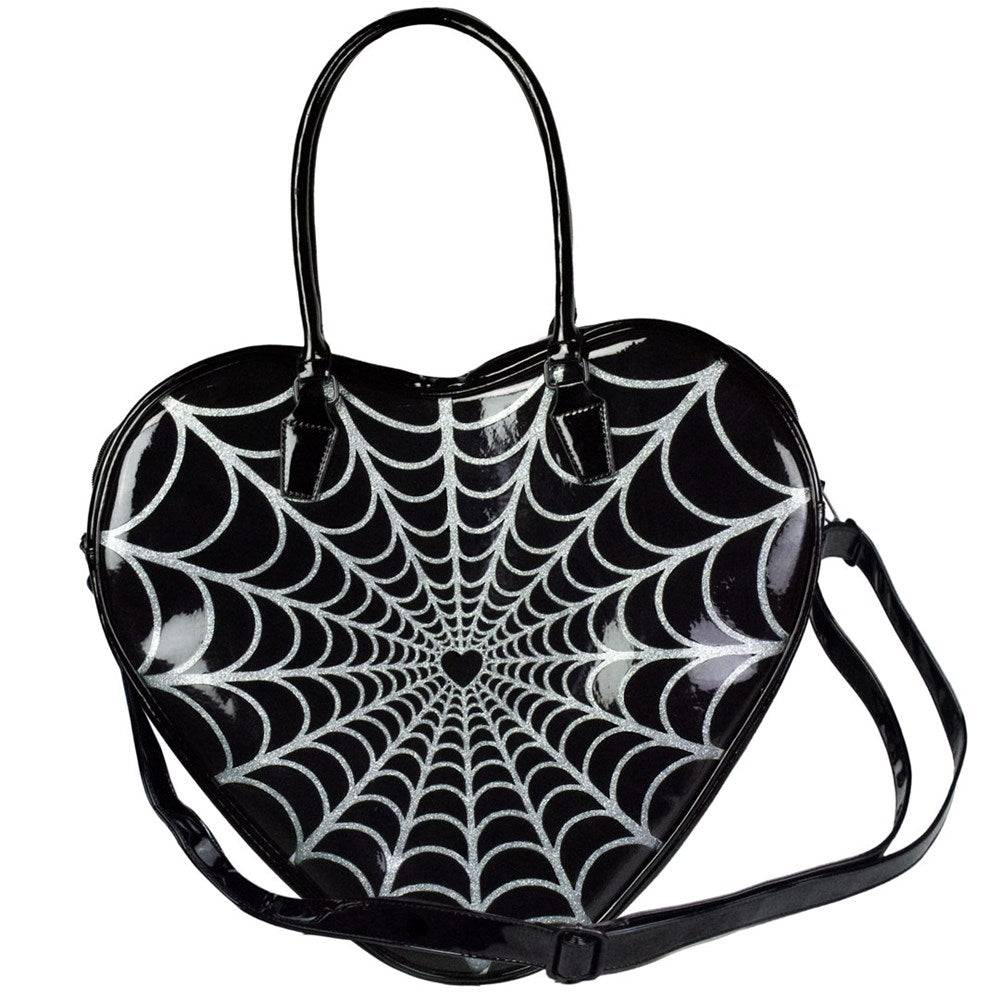 Spiderweb Sparkle Heart Bag by Kreepsville 666