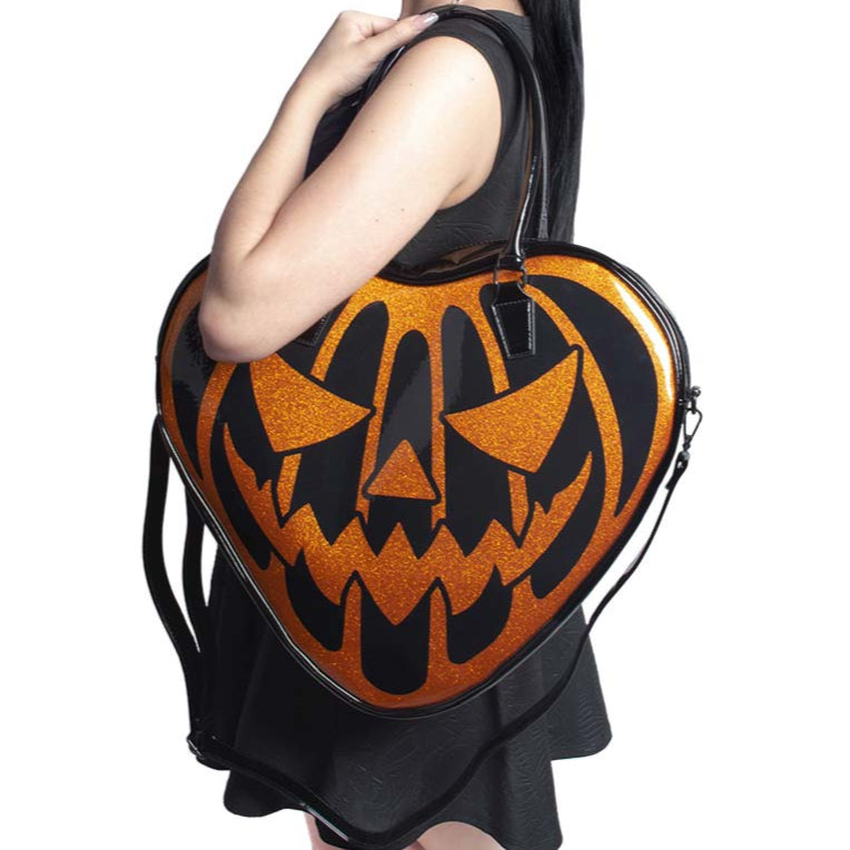 Pumpkin Glitter Heart Bag by Kreepsville 666