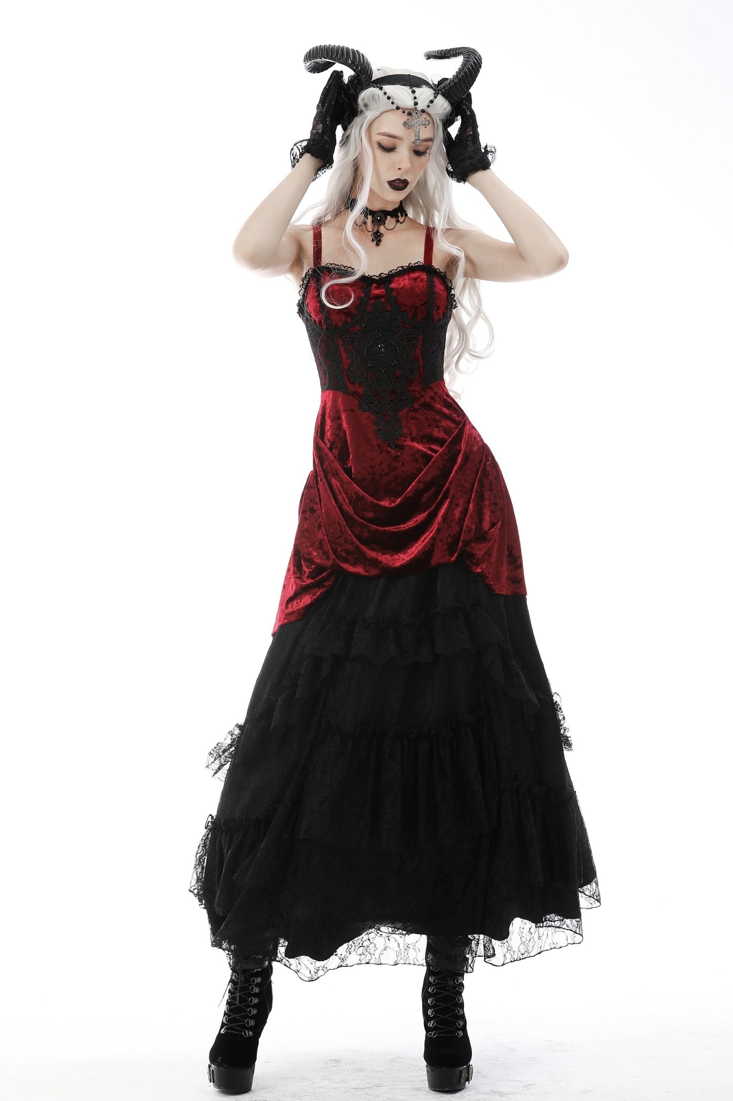 Crimson Boudoir Velvet Dress by Dark In Love