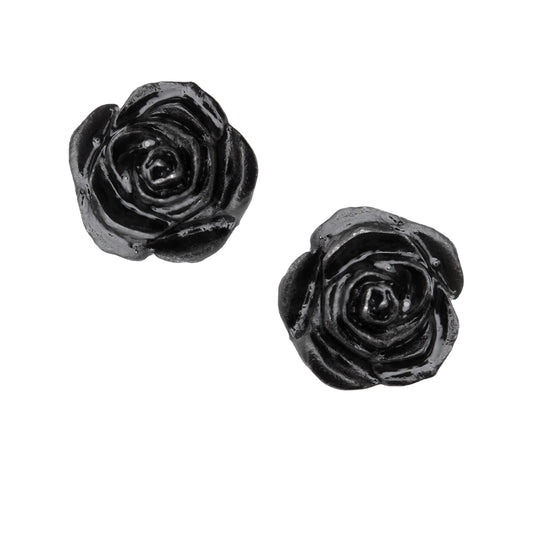 Black Rose Stud Earrings by Alchemy Gothic
