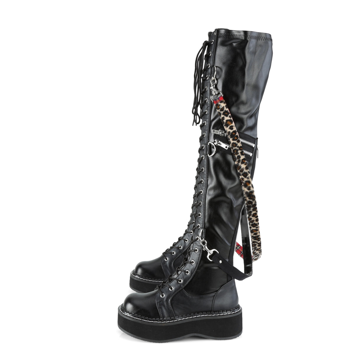EMILY-377 Strap Over-The-Knee Lace-Up Boots by Demonia