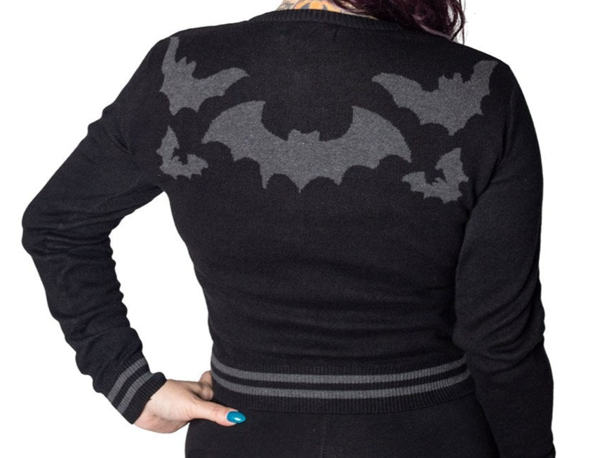 Bat Flock Grey Cardigan by Kreepsville 666