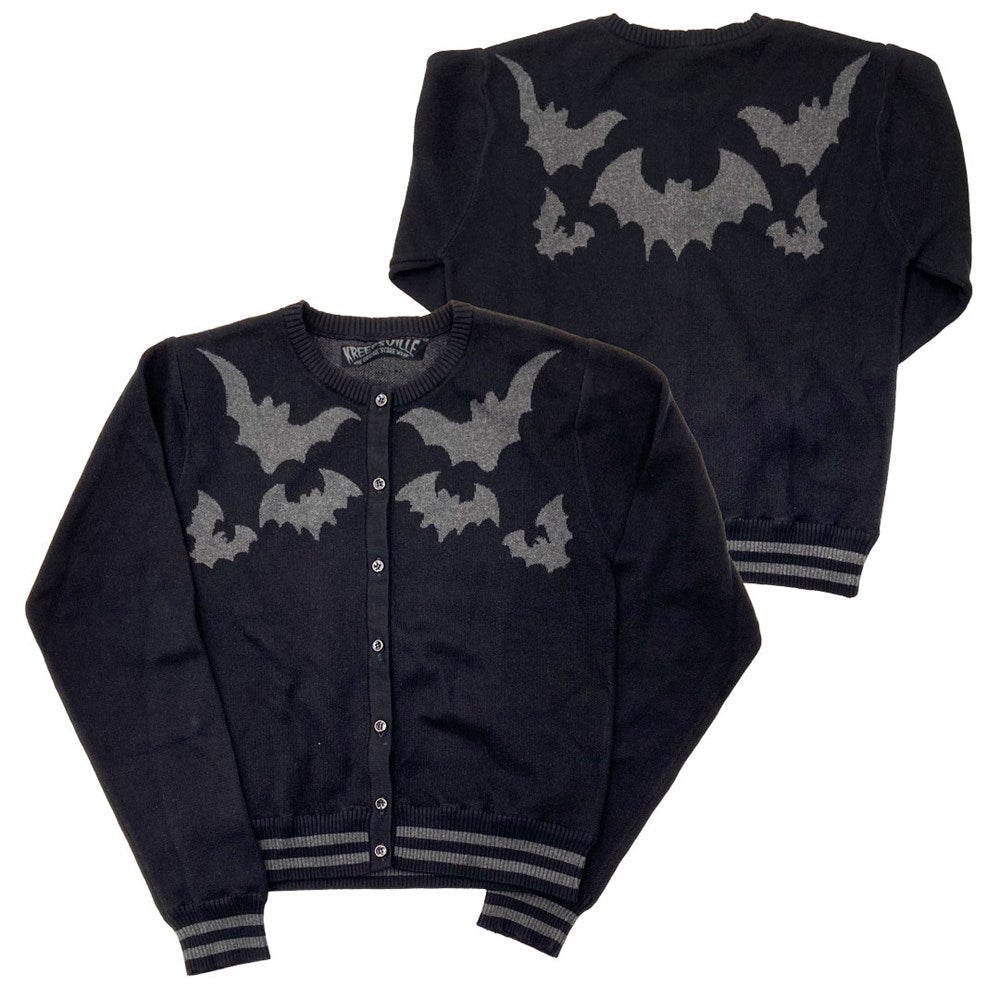 Bat Flock Grey Cardigan by Kreepsville 666