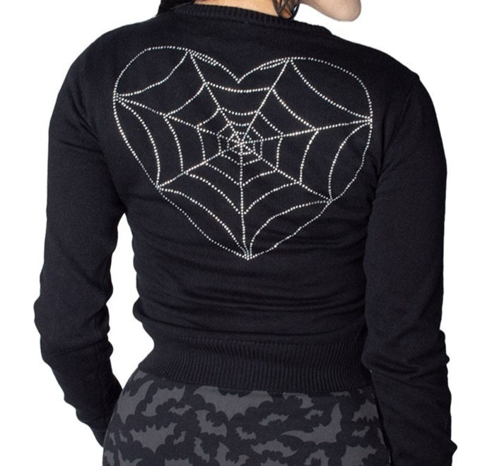 Spiderweb Heart Diamond Cardigan by Kreepsville 666