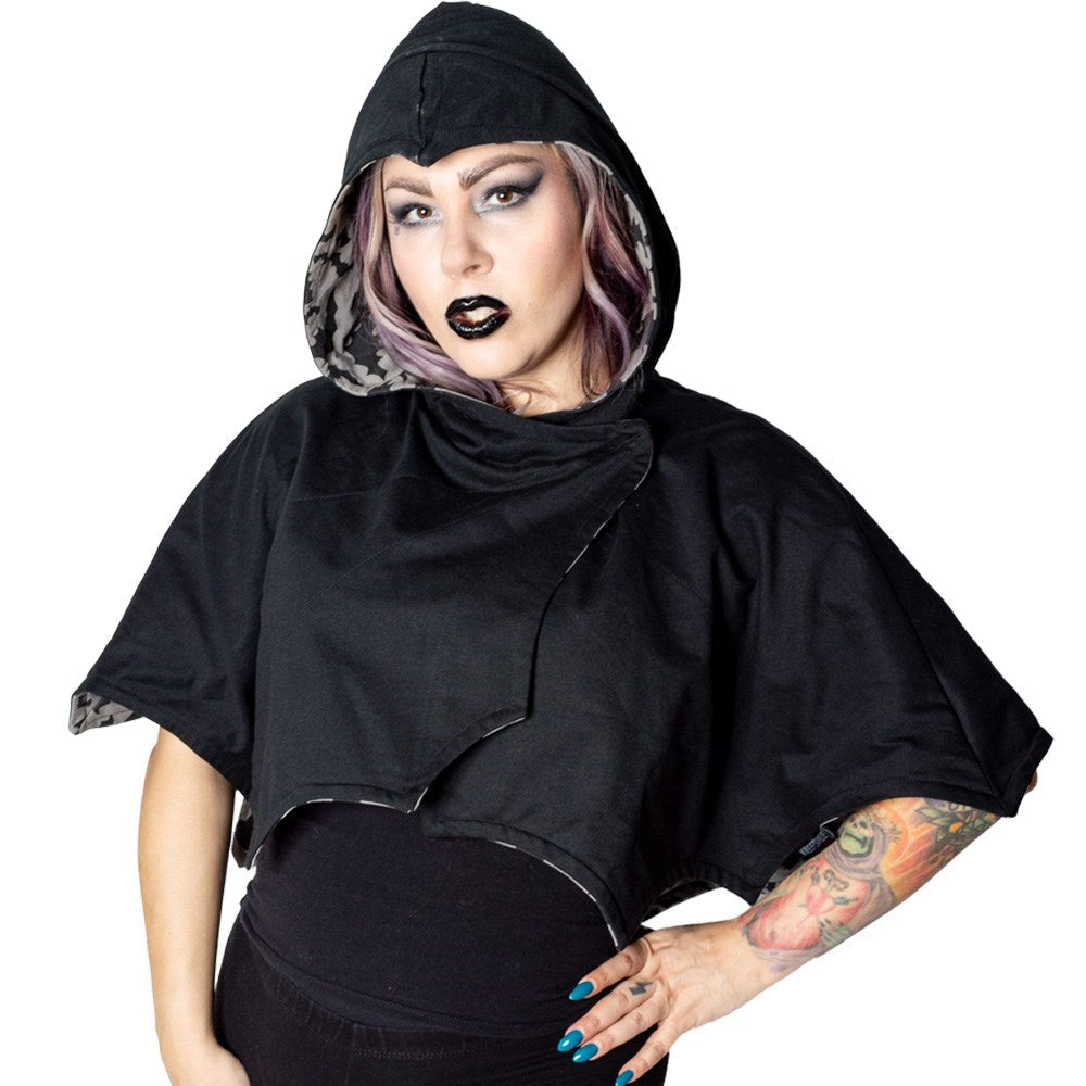 Reversible Bat Wing Grey Bat Shoulder Cape by Kreepsville 666