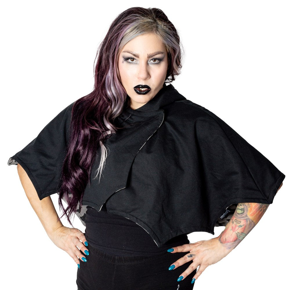Reversible Bat Wing Grey Bat Shoulder Cape by Kreepsville 666