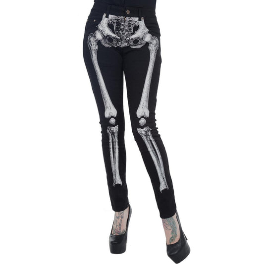 Skeleton White Bone Unisex Skinny Jeans by Kreepsville 666