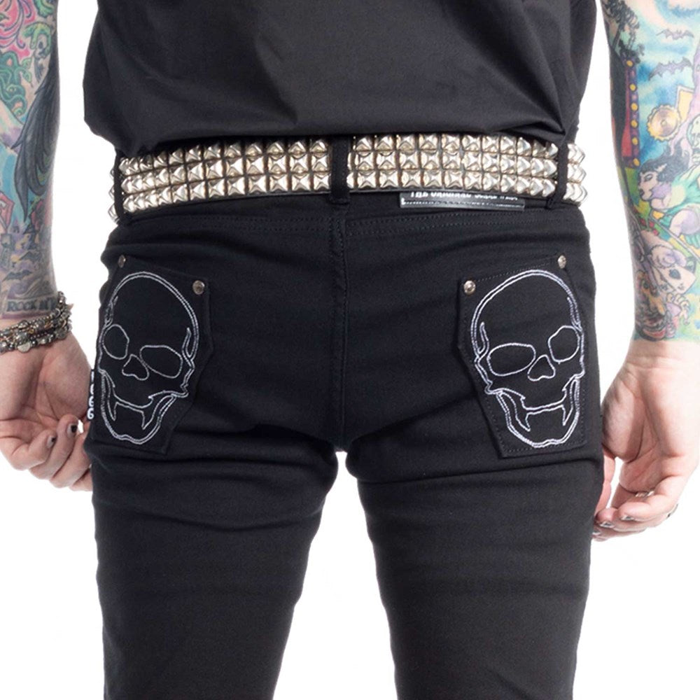 Skeleton White Bone Unisex Skinny Jeans by Kreepsville 666