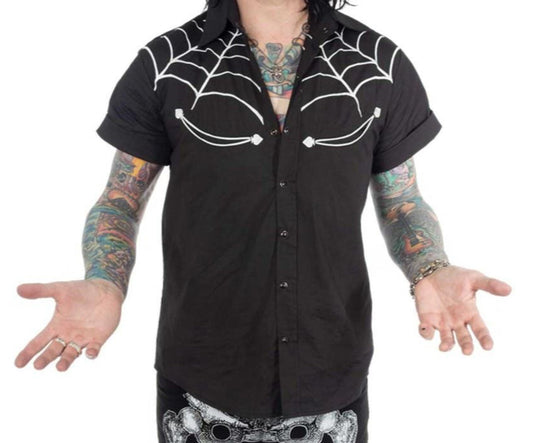 White Spiderweb Western Shirt by Kreepsville 666