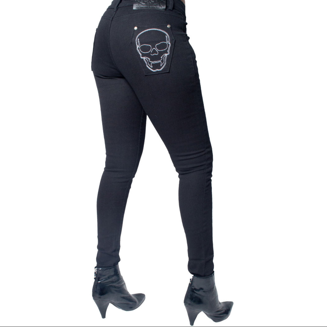 Skeleton White Bone Unisex Skinny Jeans by Kreepsville 666