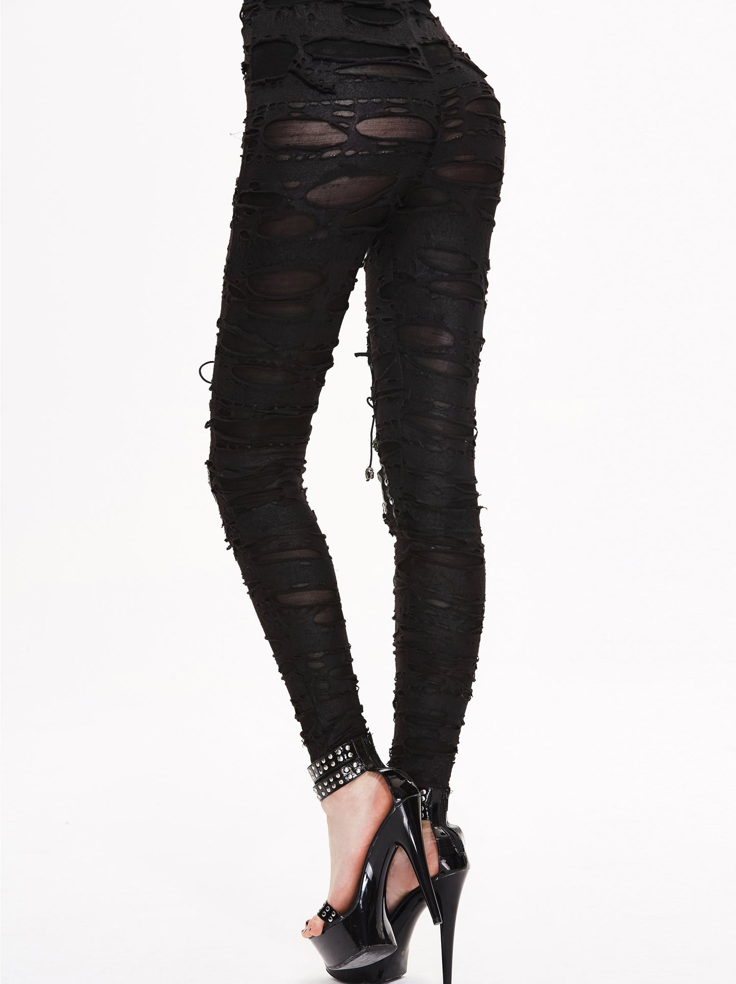 Zombie Kiss Shredded Leggings by Devil Fashion
