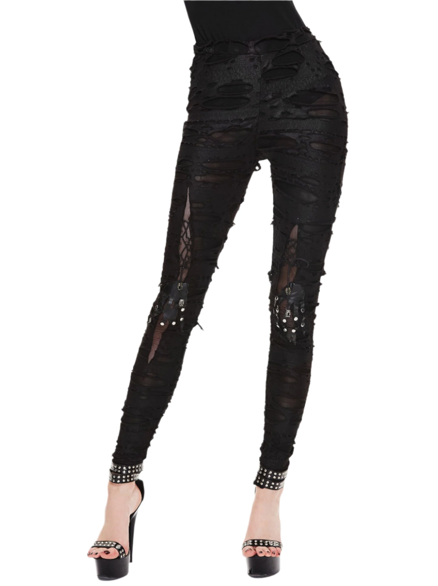 Zombie Kiss Shredded Leggings by Devil Fashion
