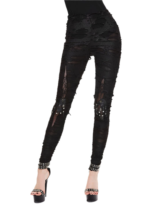 Zombie Kiss Shredded Leggings by Devil Fashion