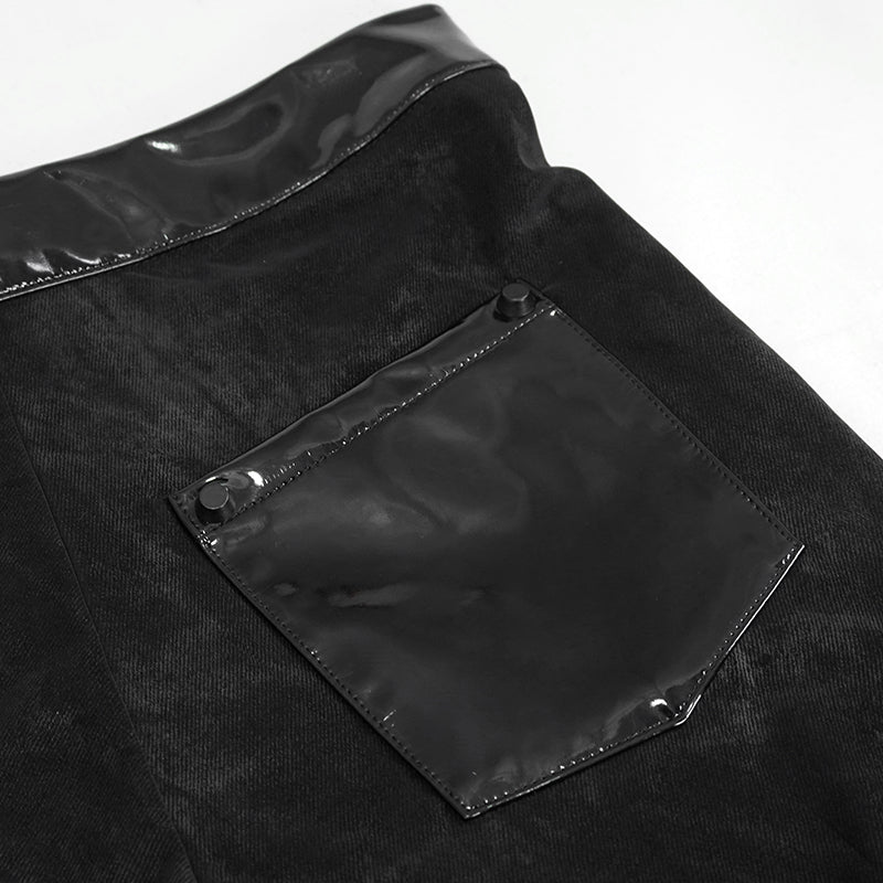 Unsainted Faux Leather Panel Leggings by Devil Fashion