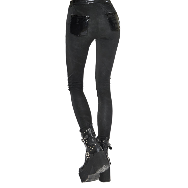 Unsainted Faux Leather Panel Leggings by Devil Fashion