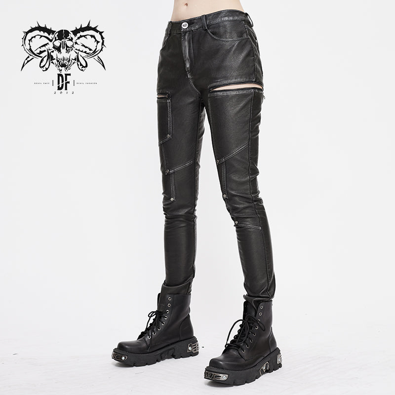 Patchwork Ghoul Faux Leather Pants by Devil Fashion