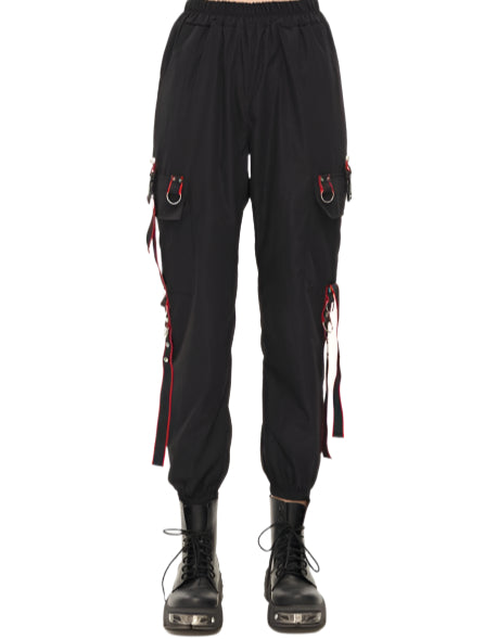 Red Match Cargo Pants by Devil Fashion
