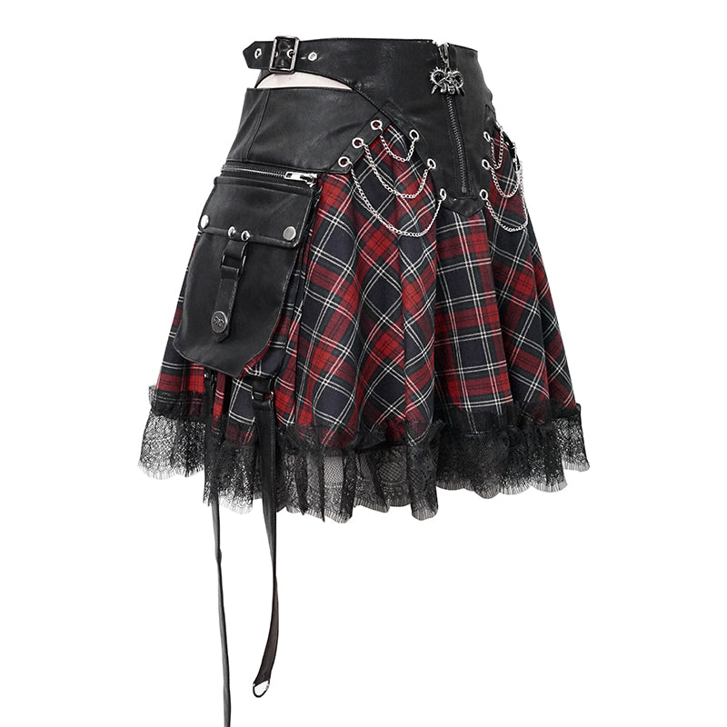 Rotten to the Core Plaid Skirt by Devil Fashion