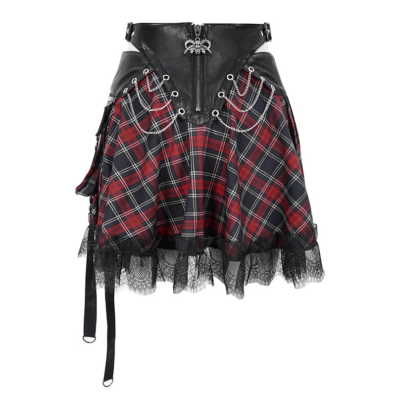 Rotten to the Core Plaid Skirt by Devil Fashion