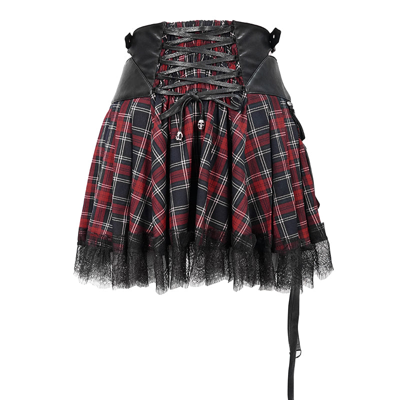 Rotten to the Core Plaid Skirt by Devil Fashion