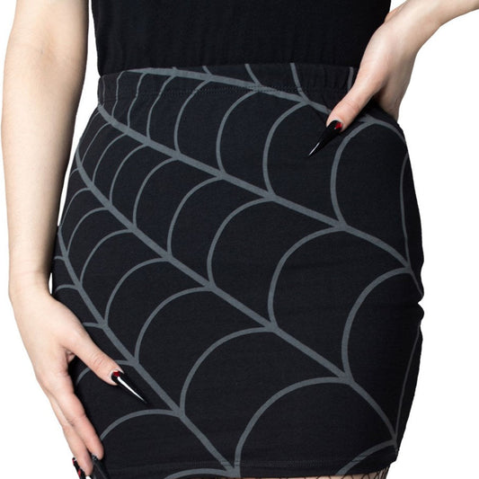 Spiderweb Mini Skirt Grey by Kreepsville 666