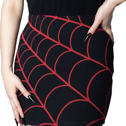 Spiderweb Mini Skirt Red by Kreepsville 666