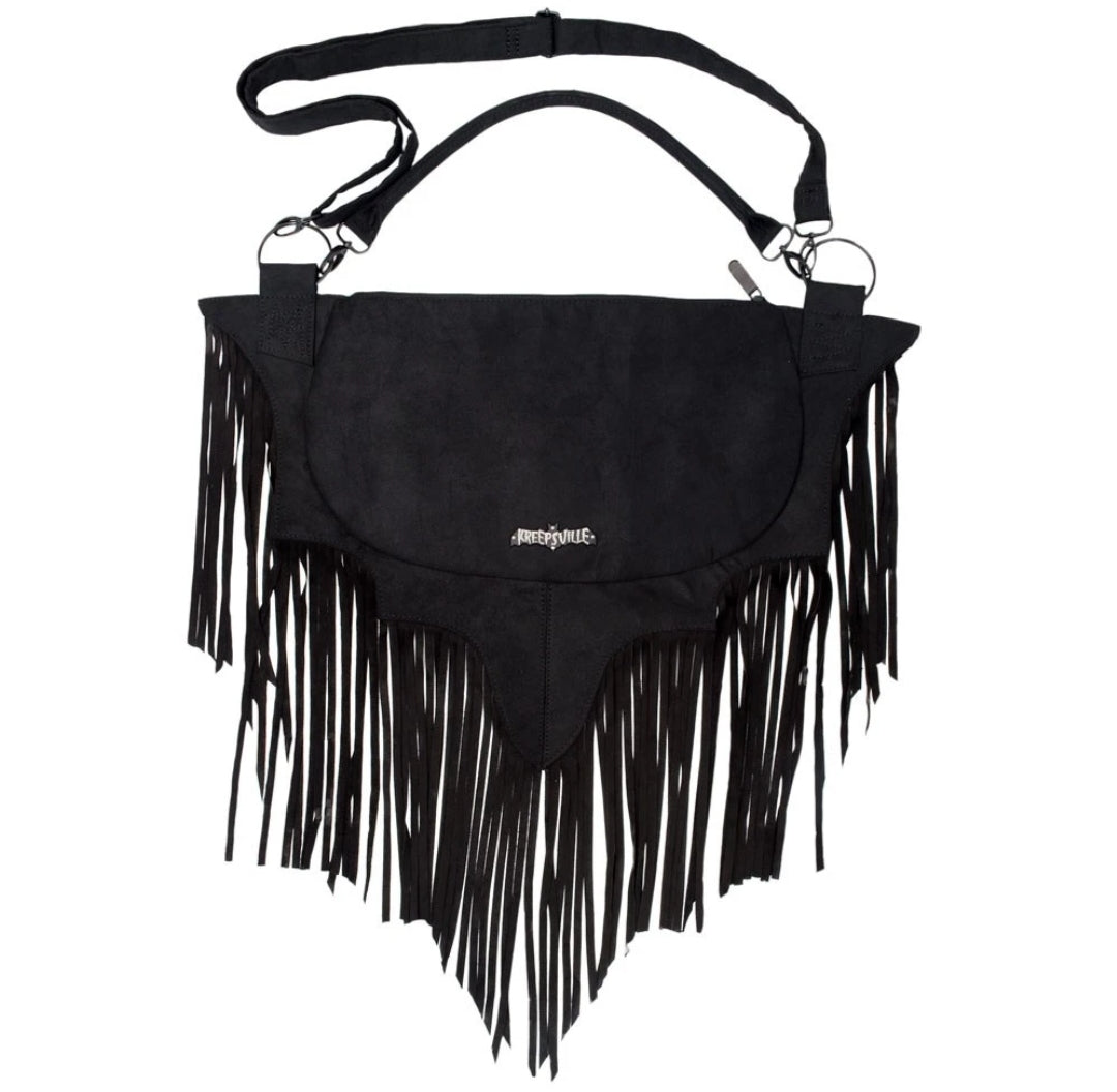 Bat Wing Fringe Shoulder Bag by Kreepsville 666