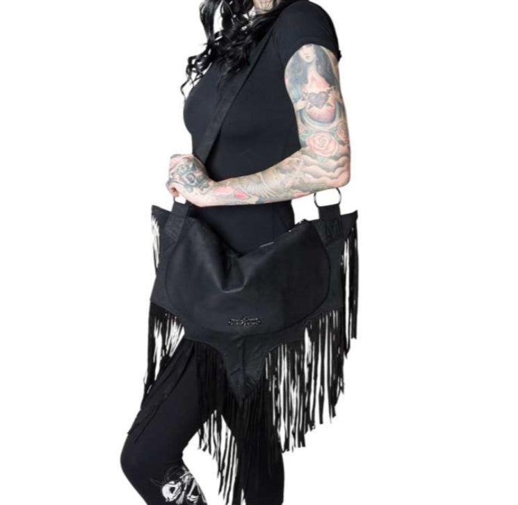 Bat Wing Fringe Shoulder Bag by Kreepsville 666