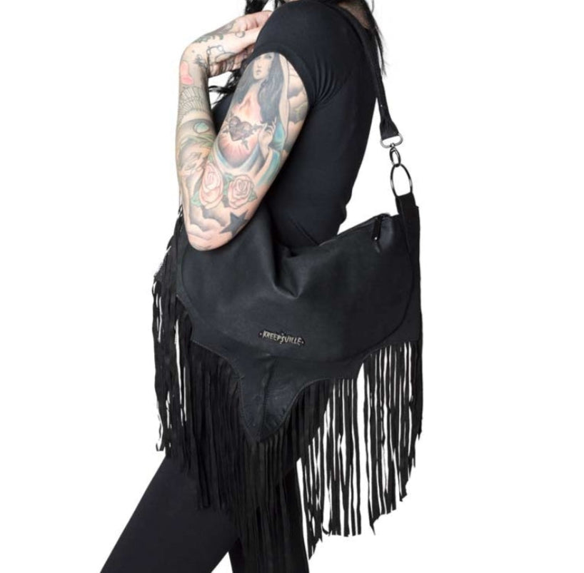 Bat Wing Fringe Shoulder Bag by Kreepsville 666