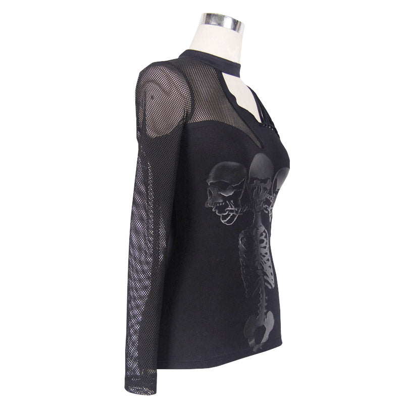 Speak No Evil Skull Mesh Top by Devil Fashion
