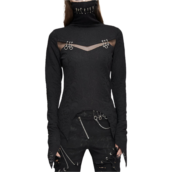 Wilted Rose High Neck Top by Devil Fashion