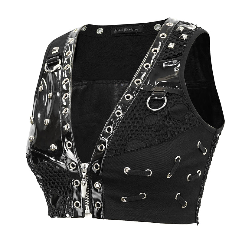 Mayhem Mini Cropped Vest Top by Devil Fashion