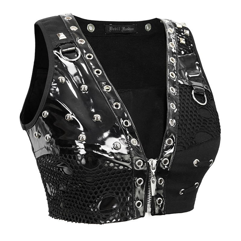 Mayhem Mini Cropped Vest Top by Devil Fashion